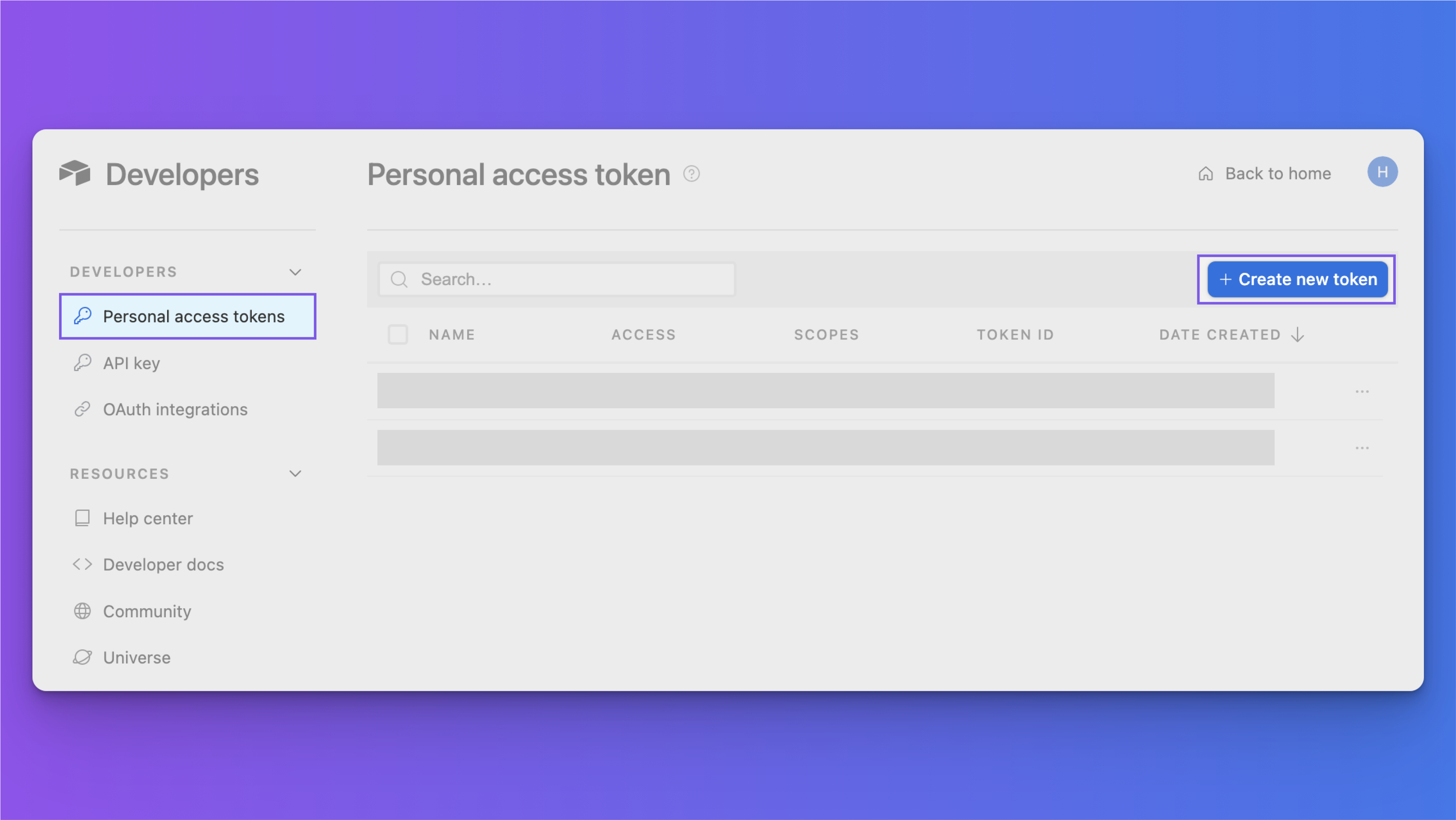 Import Airtable - Click create personal access token step 1